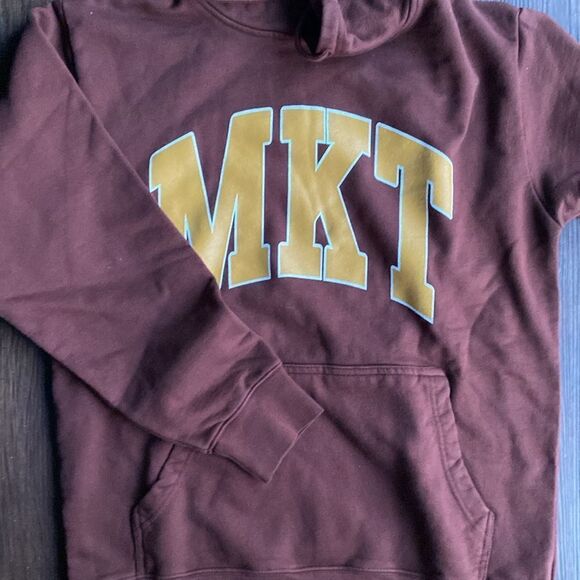 Market Brown  MKT Logo Acorn Arc Graphic Hoodie Size Medium - Picture 3 of 5